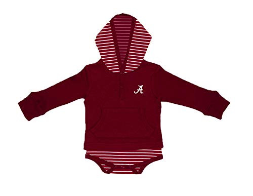 Two Feet Ahead NCAA Alabama Crimson Tide Baby Striped Hooded Sweatshirt Creeper  18mo