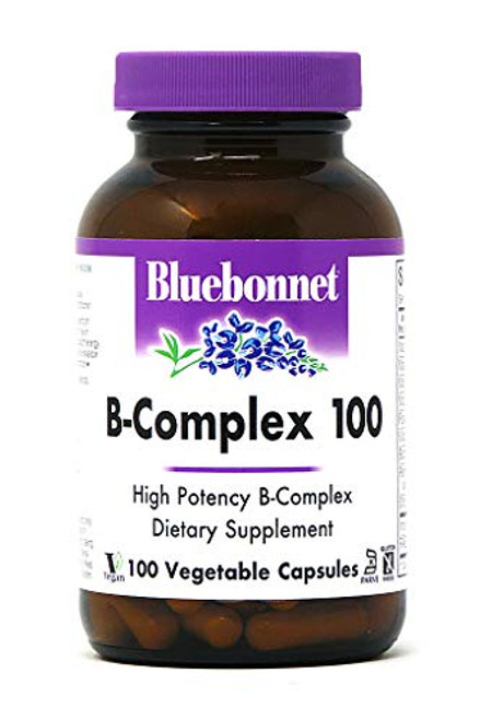 Bluebonnet Nutrition B Complex 100 Vegetable Capsules  Complete Full Spectrum  Vitamin B6  B12  Biotin  Folate  Vegan  Vegetarian  Gluten Free  Soy Free  Milk Free  Kosher  100 Vegetable Capsules