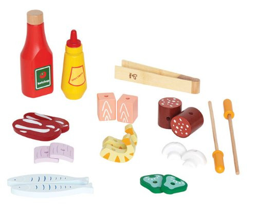 Hape Shish Kabob Basics Kid's Wooden Play Kitchen Food Set and Accessories