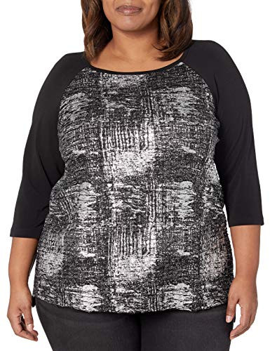 Karen Kane Women s Plus Size 3 4 Sleeve HI LO TOP  Black  1X