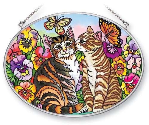 Amia 41389 Cat and Butterfly 7 by 5 1 2 Inch Oval Sun Catcher  Medium