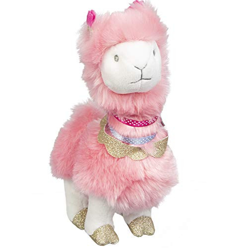 FAO Schwarz 8 Llama Alpaca Plush Stuffed Animal in Pink with Ultra Plush Fur and Glitter Gold Hooves, Soft and Snuggly Doll