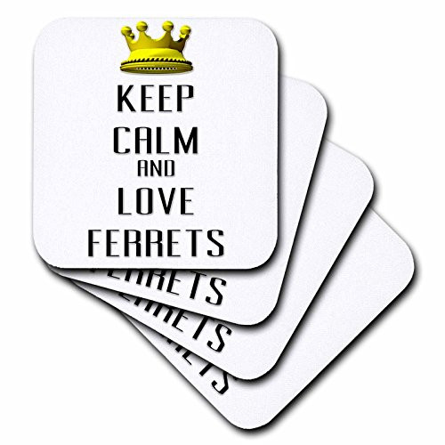 3dRose CST 121053 2 Gold Crown Keep Calm and Love Ferrets Soft Coasters  Set of 8