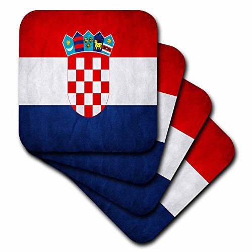 3dRose CST 28237 2 Croatia Flag Soft Coasters  Set of 8
