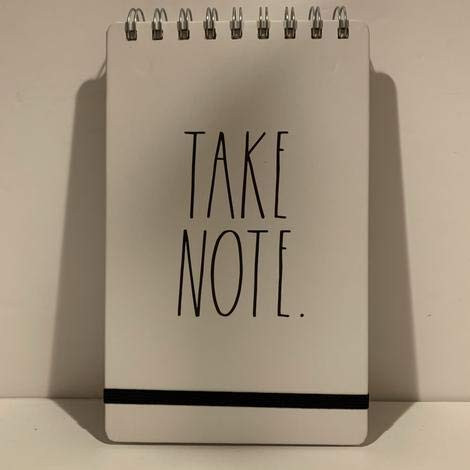 Rae Dunn TAKE NOTE Top Spiral Notebook   192 Lined pages   8 x 5 inches