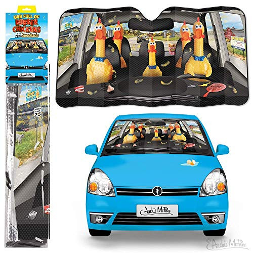 Archie McPhee Auto Sunshade Car Full of Rubber Chickens Standard