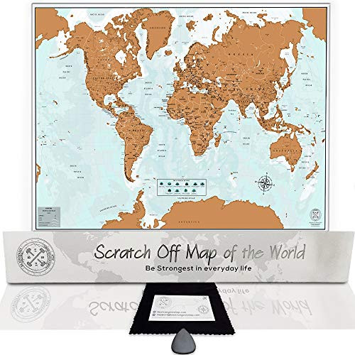 Scratch Off Map of the World   32 49 x 23 43   XL World Map Scratch Off Poster   Scratch Map Keeps Track of Travels   Gift Ready Travel Map Scratch Off Includes States and Provinces of US