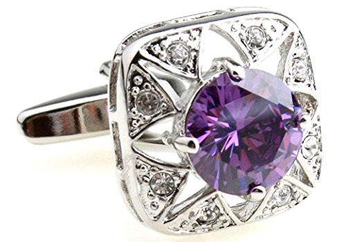 MRCUFF Purple Crystal Pair Cufflinks in a Presentation Gift Box   Polishing Cloth