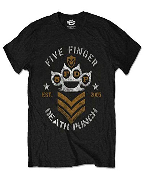 Five Finger Death Punch Chevron Brass Knuckles T Shirt Medium Black Five Finger Death Punch Chevron Brass Knuckles T Shirt Medium Black