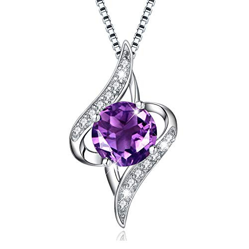 EURYNOME S925 Sterling Silver Lightning Purple Birthstone Pendant Necklace Gift Jewelry for Women Girls EURYNOME S925 Sterling Silver Lightning Purple Birthstone Pendant Necklace Gift Jewelry for Women Girls