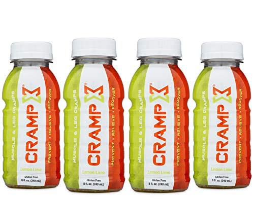 CrampX Muscle Cramp Relief Drink   Proven to Prevent and Treat Muscle Cramps in Seconds   Gluten Free Cramp Defense for Hand Cramps  Leg Cramps  Foot Cramps   Lemon Lime 8 oz   Pack of 4