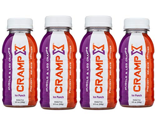 CrampX Muscle Cramp Relief Drink   Proven to Prevent and Treat Muscle Cramps in Seconds   Gluten Free Cramp Defense for Hand Cramps  Leg Cramps  Foot Cramps   Ice Punch 8 oz   Pack of 4