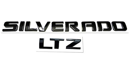 1x Silverado LTZ Letter Nameplate Emblem Badge Replacement for Silverado 1500 2500HD 3500HD Shiny (Black)