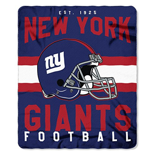 NFL New York Giants Singular Fleece Throw  50 inch by 60 inch  Blue