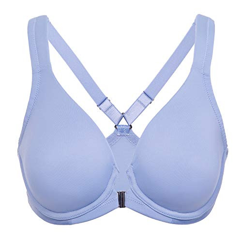 DELIMIRA Women s Underwire Support Unlined Plunge Full Coverage Racerback Front Closure Bras Mystery Blue 40DD