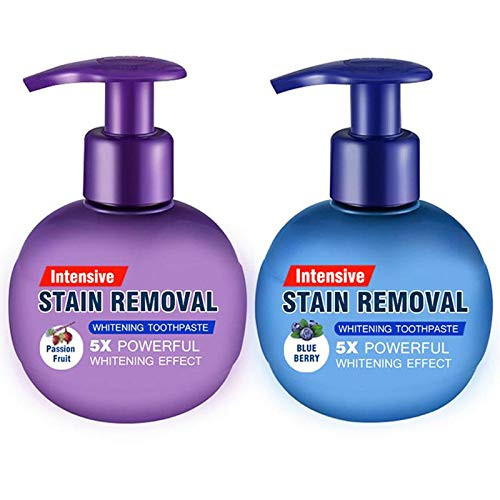 Baking Soda Whitening Toothpaste Intensive Stain Remover Whitening Toothpaste Strengthening Stain Removal Gel Toothpaste Whitening Removal Gel Fluoride Free Press Toothpaste  Blueberry Passion Fruit