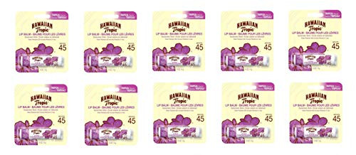 Hawaiian Tropic Tropical Sunscreen Lip Balm  SPF 45  0 14 oz  Pack of 10