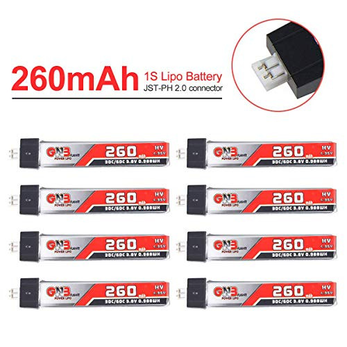 GAONENG 260mAh 1S LiPo Battery HV 30C 3 8V LiHV Battery with JST PH 2 0 Powerwhoop Connector for Snapper 7 Mobula 7 Beta65s Beta65x Tiny Whoop FPV Racing Drone 8PCS