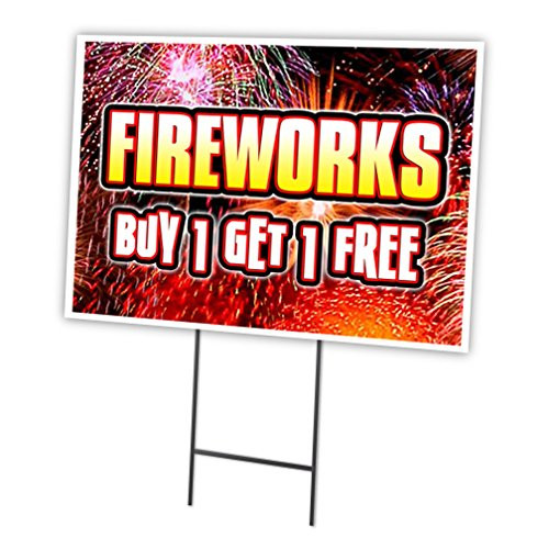 Fireworks 18 x24  Yard Sign   Stake Outdoor Plastic Window