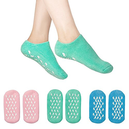 Madholly 3 Pairs Moisturizing Gel Socks  Soft Spa Gel Socks for Repairing Dry Cracked Skins