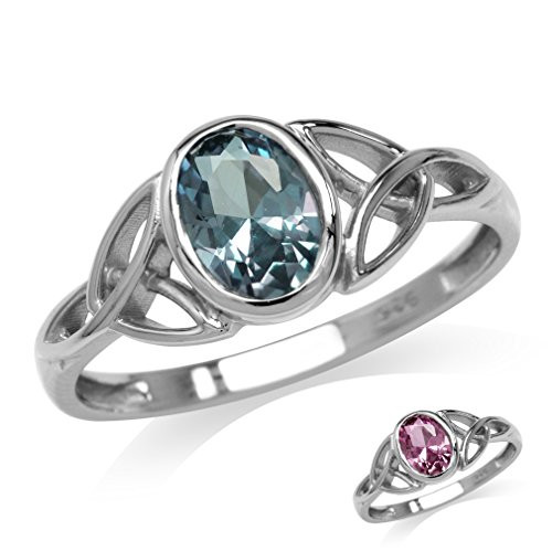 Silvershake Simulated Color Change Alexandrite White Gold Plated 925 Sterling Silver Triquetra Celtic Knot Ring Size 7 5