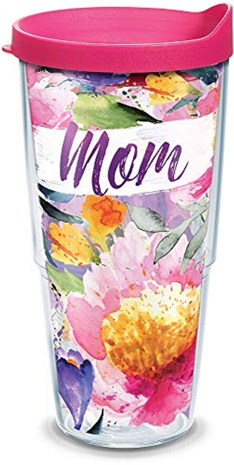 Tervis Mom Large Blooms Insulated Tumbler with Wrap and Lid  24 oz   Tritan  Clear