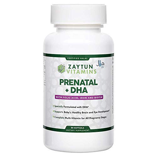 Zaytun Vitamins Halal Prenatal   DHA Multivitamins with Folic Acid  Biotin  Choline  for All Pregnancy Stages  90 Softgels  Made in USA  Halal Vitamins