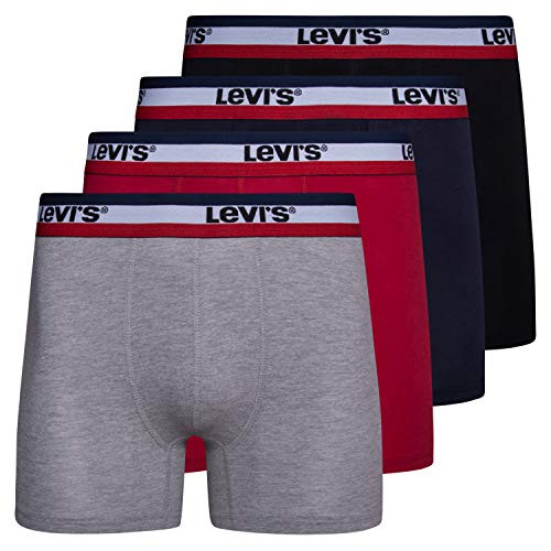Levi s Mens Stretch Boxer Brief Underwear Breathable Stretch Underwear 4 Pack Black Heather Grey Navy Red  Medium