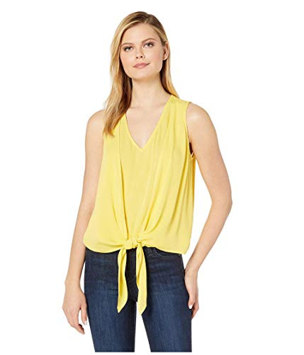 Karen Kane Layered Tie Front Top Lemon XL