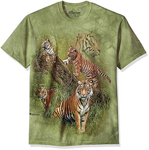 The Mountain mens Wild Tiger Collage T Shirt  Green  XX Large US