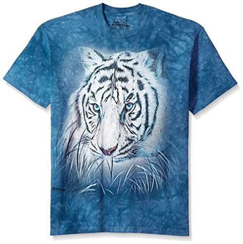 The Mountain Thoughtful White Tiger Adult T Shirt Blue XL The Mountain Thoughtful White Tiger Adult T Shirt Blue XL