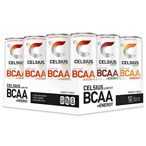 CELSIUS BCAA  Energy Sparkling Post Workout Recovery   Hydration Drink  Variety Pack  12oz  Slim Can  Pack of 12