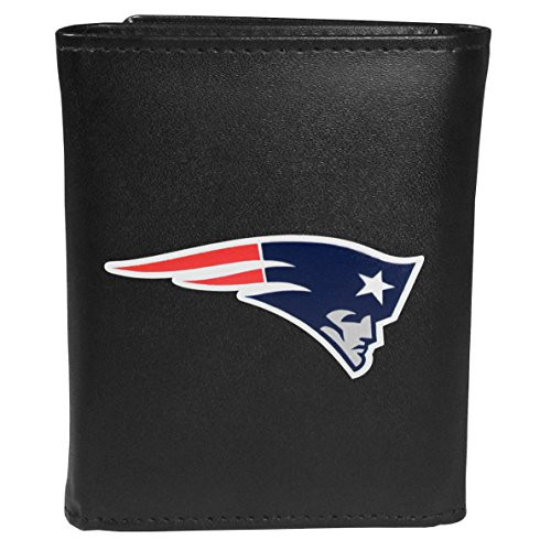 Siskiyou Sports NFL New England Patriots Tri fold Wallet Large Logo  Black