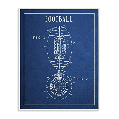 Stupell Industries Football Blueprint Vintage Sports Wall Plaque  10 x 15  Design by Artist Daphne Polselli