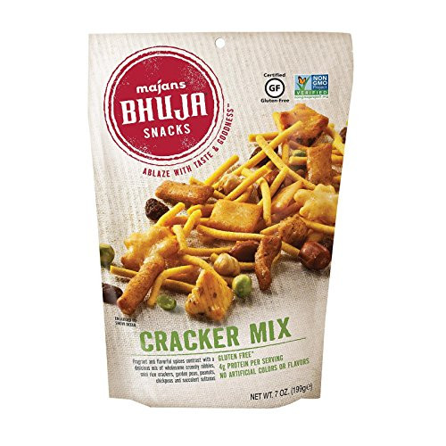 Majans Bhuja Gluten Free Snack Mix  Non GMO   No Preservatives   Vegetarian Friendly   No Artificial Colors or Flavors  Cracker Mix  7 Ounce  Pack pf 6