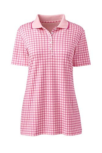 Lands  End Womens Short Sleeve Supima Polo Simply Pink Plaid Plus 1x