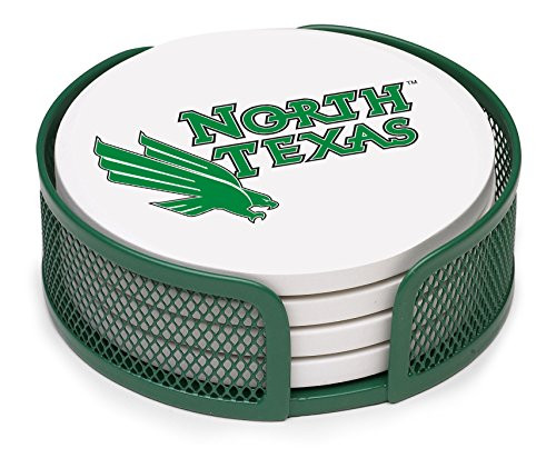 Thirstystone Stoneware Drink Coaster Set with Holder  North Texas University
