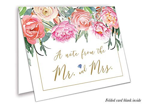 50 Wedding Thank you cards, White floral Thank you cards from the new Mr. and Mrs