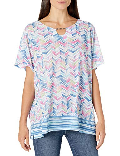 Alfred Dunner Women s Chevron Border Top  Multi  S