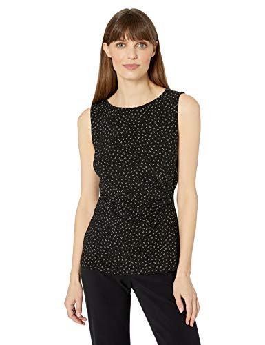 Anne Klein Women s Side Twist TOP  Anne BLK Anne White  M