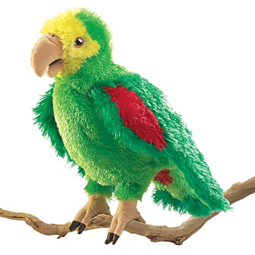 Folkmanis Amazon Parrot Hand Puppet  Green  Red  Yellow  1 EA