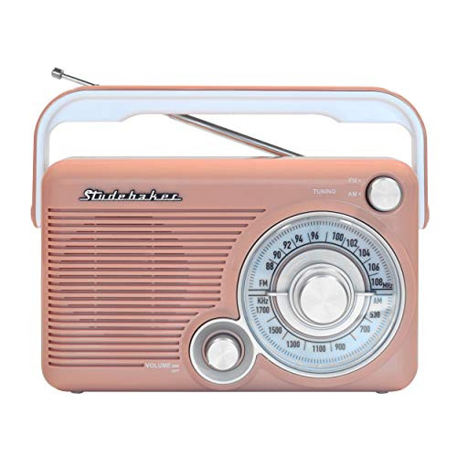 Studebaker SB2002RG Portable AM FM Radio  Rose Gold White