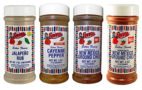 Bolner s Fiesta Mexican Seasoning 4 Flavor Variety Bundle   1  Each  Jalapeno Rub  Cayenne Pepper  Mild New Mexico Chili  Hot New Mexico Chili  4 7 Oz  Ea