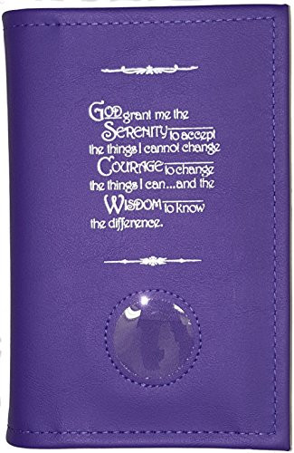 Alcoholics Anonymous AA Soft Paperback Big Book Cover Serenity Prayer   Medallion Holder Purple Orchid