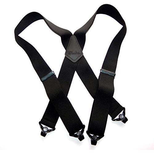 Holdup Suspender Company 2  Wide Shadow Black X back Suspenders with Patented jumbo black Gripper Clasps