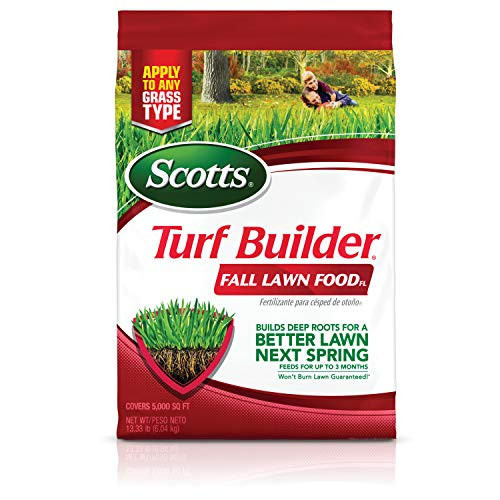 Scotts Turf Builder Fall Lawn FoodFL   5 000 sq  ft   Lawn Fertilizer Feeds Grass for a Better Lawn Next Spring  Builds Deep Roots  for All Grass Types  13 33 lbs