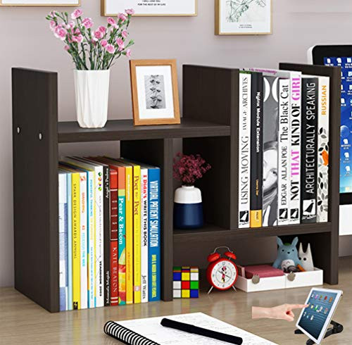 Office Desktop Bookshelf Adjustable Wood Display Shelf Desktop Organizer Office Storage Rack Countertop Bookcase Office Supplies Desk Organizer Accessories H w Stand  Espresso Color Instead of Black