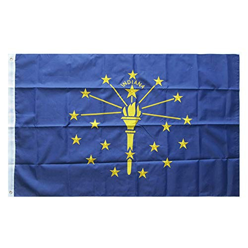 Lixure Indiana Flag 3x5 Foot Indiana State Flag   Vivid Color and UV Fade Resistant   Canvas Header and Double Stitched  Embroidered Stars National Flags Nylon with Brass Grommets 3 X 5 Foot