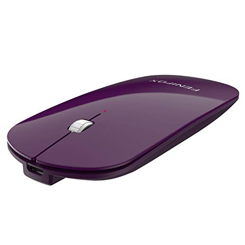 FENIFOX Bluetooth Mouse Mini  Ultra Thin Portable Mobile Optional Mice Rechargeable Compatible with PC Laptop Android Tablet  Purple