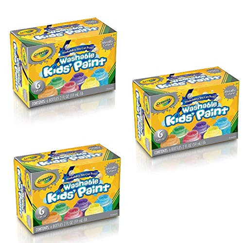 Crayola Washable Metallic Paint Set, 2-Ounce, 18 Count (3 Pack)